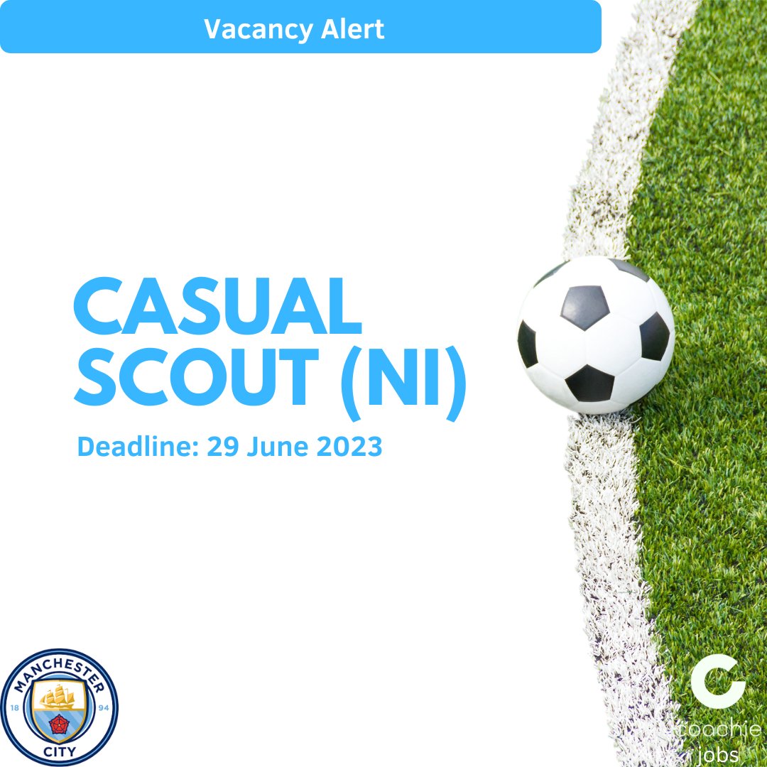 A fantastic new opportunity to work for an elite organisation in world soccer.

Treble winners Manchester City are seeking a part time scout to uncover the next generation of stars across Northern Ireland.

Apply now at shorturl.at/ayCM9

#SportsJobs #NIJobs #SoccerJobs