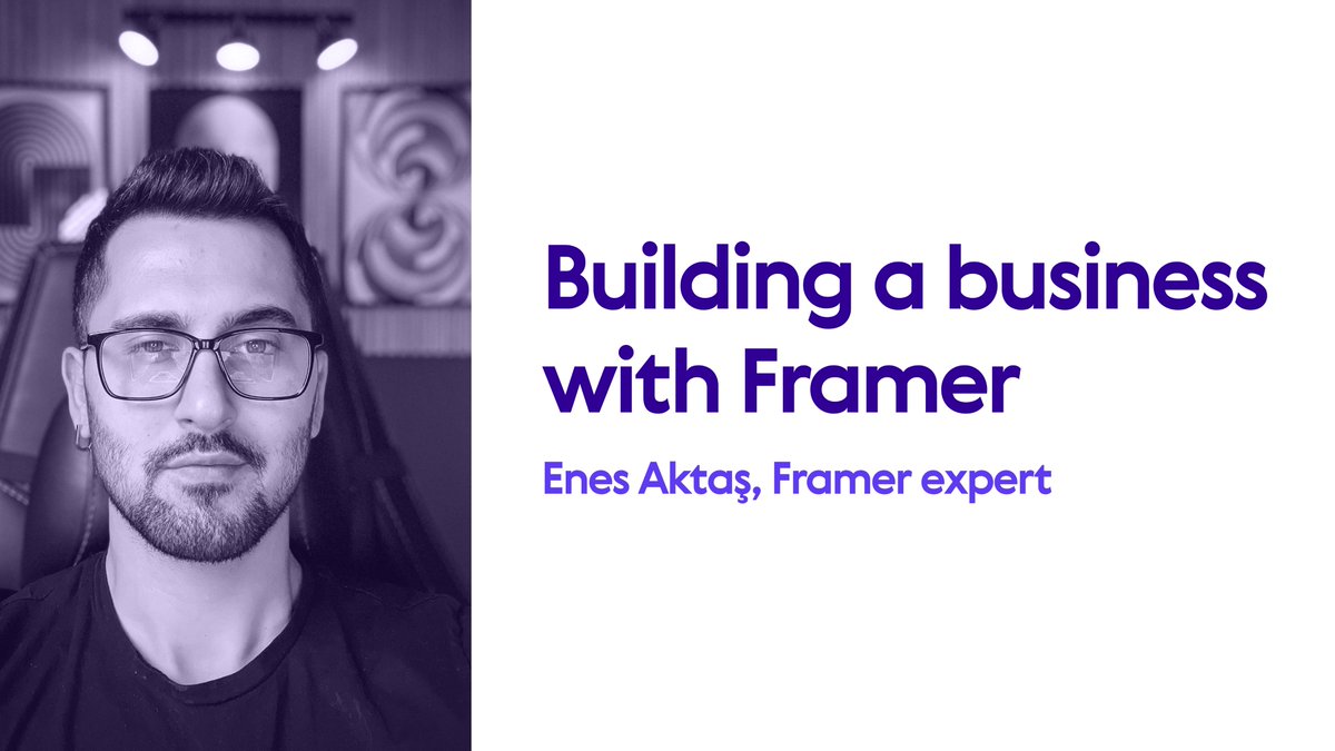 💜 Enes Aktaş @ensaktas  8 Temmuz'da 'Building a business with Framer' adlı sunumuyla birlikte bizimle olacak.

📌 8 Temmuz Cumartesi, 10:00 
📍 Withco Coworking, İzmir