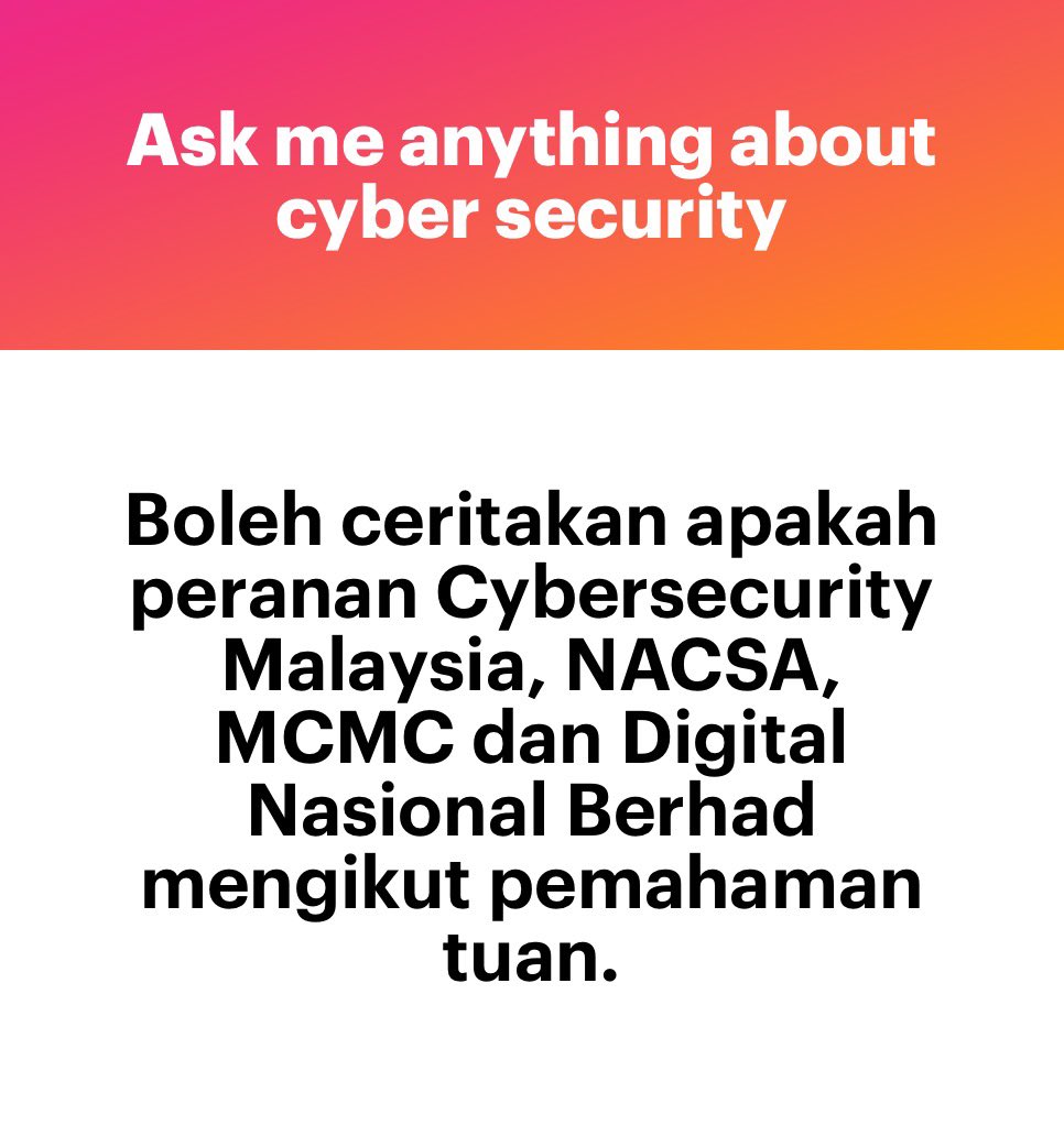 terpalingcyber's tweet photo. Jom saya rungkaikan satu persatu.

NACSA adalah agensi di bwh MKN yang menguatkuasakan cyber security di bawah arahan MKN No.1. Menurut Menteri KKD, NACSA akan diberi kuasa untuk mengawal selia Akta/Polisi Cyber Security yang akan diperkenalkan tidak lama lagi. 

Kemudian.. 👇🧵 https://t.co/e3ynm4QXDO