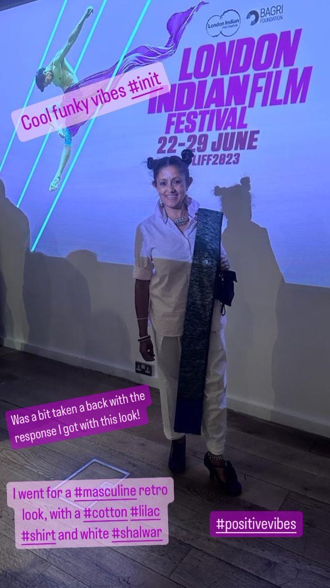 Accompanying 1 of my #rolemodels <a href="/manikohli07/">Mani Kohli</a> to the <a href="/LoVeLIFF/">Lifani Susyanto</a> <a href="/BFI/">BFI</a>
last week. We watched The story teller! A tale by #SatyajitRay. The simplicity of the film was alluring. beautifully filmed on location in #Ahmadabad &amp; #Kolkata. 💜 seeing a <a href="/sarankohli/">Saran Kohli</a> creation worn by <a href="/carraj/">Andrew Carr</a>