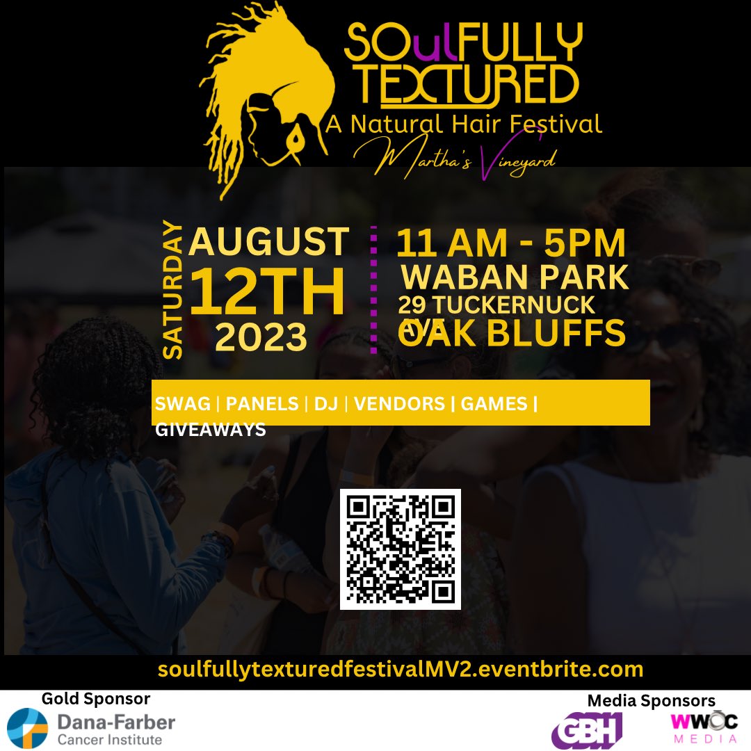 Join us for SOulFully Textured, A Natural Hair Festival, a vibrant celebration of our crowns, community, &amp; culture!Discover the beauty, versatility, &amp; empowerment of afro-textured hair like never before on #marthasvineyard Vineyard. #naturalhair #oakbluffs …llytexturedfestivalMV2.eventbrite.com