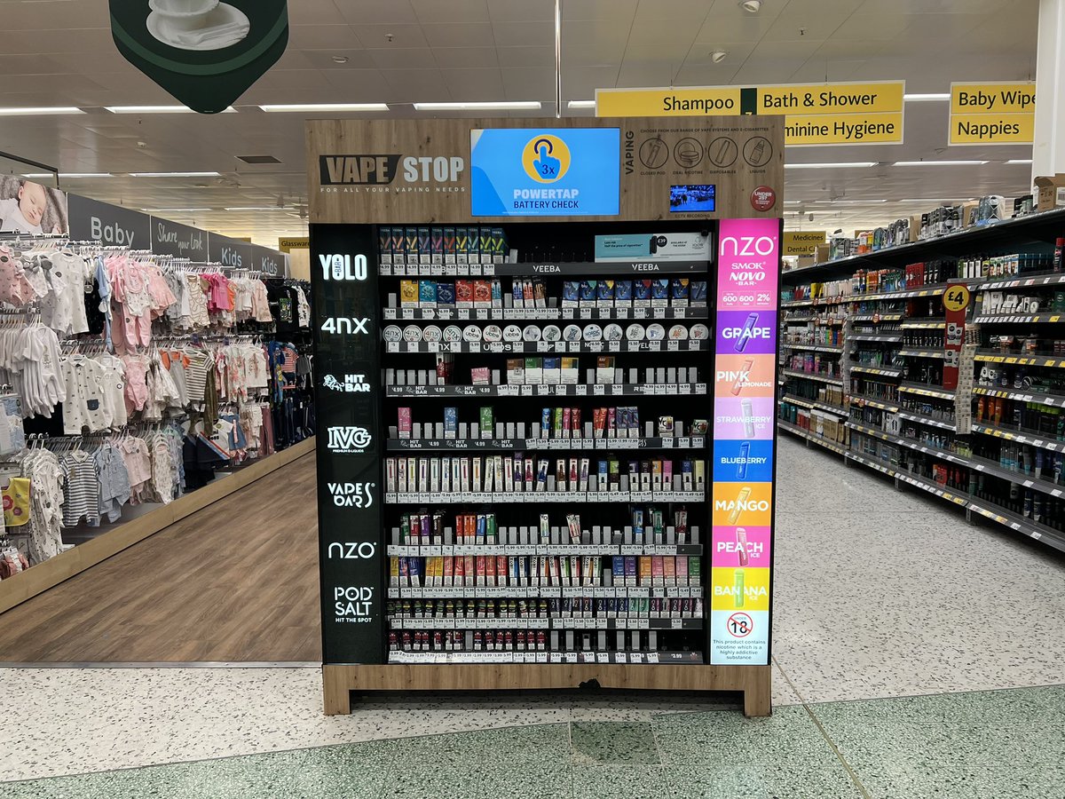 How is this Vape stand allowed in @Morrisons when all other tobacco  products are behind closed cupboards? @scotgov @10DowningStreet