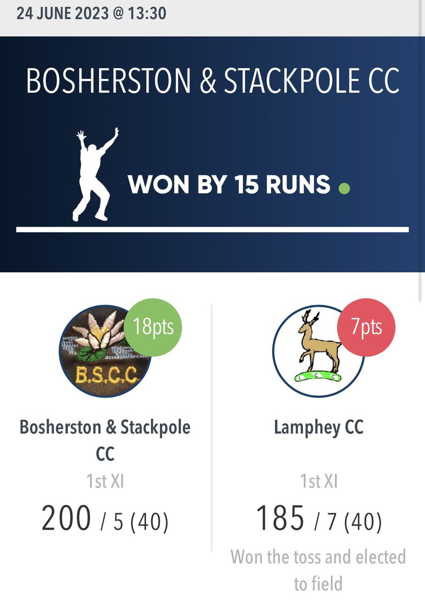 StackpoleCC's tweet image. 🟦 Saturdays Result 🟦

Big day for our 1st team as they came away with an important win against top of the table @LampheyCC 

Next weeks fixtures
Div 3: 1sts vs @Pembroke_CC (H)
Div 6: 2nds vs @LlechrydCC (A)

#BattleInBosh #UpTheLilies 👏