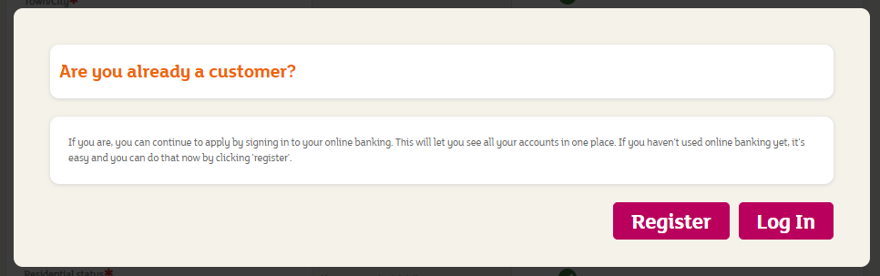 thefirstspike's tweet photo. What option do I choose if I'm not a customer @Sainsburys_Bank ??

There's no "I'm not a customer" option.. https://t.co/Ic1CvXwpSA
