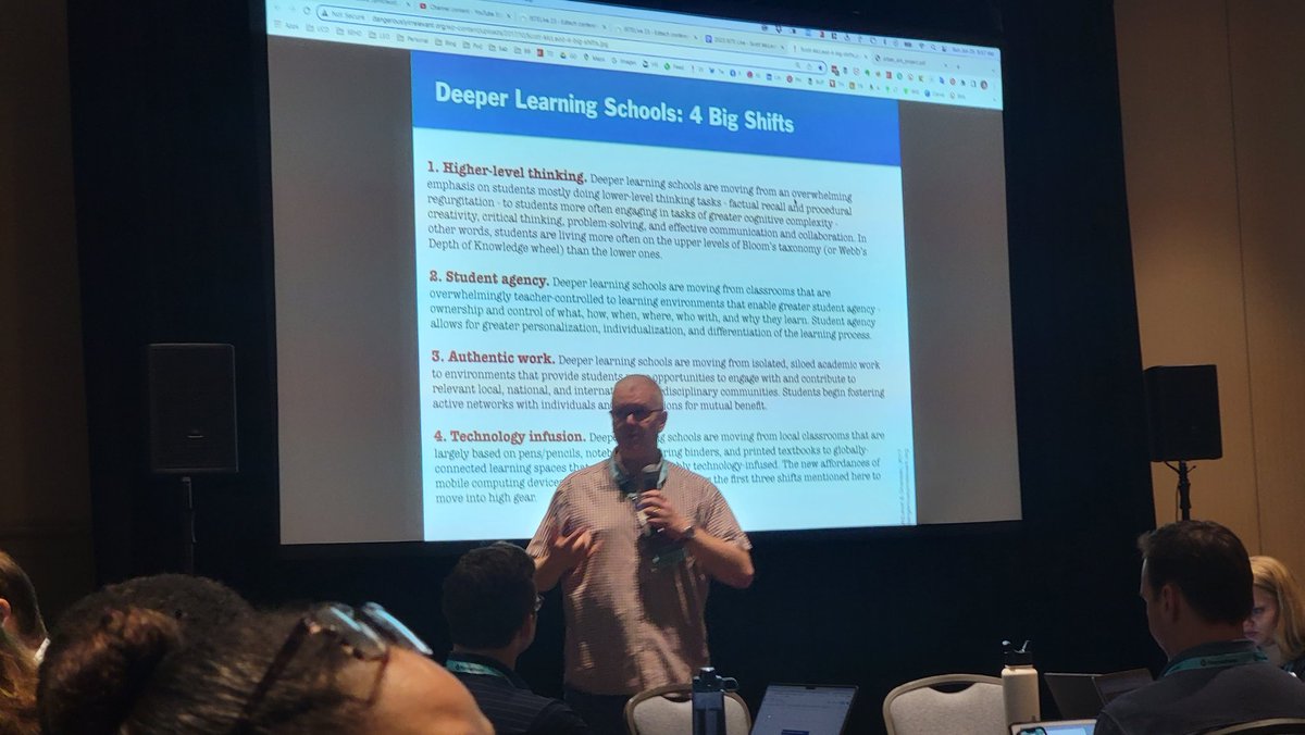 Kicking off #ISTE23 with @mcleod and designing for deeper, personalized learning. #4shifts 
'Technology for the purpose of what??'
