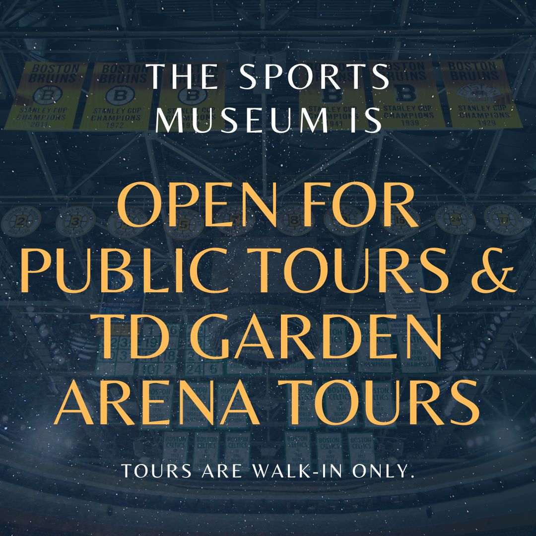 TheSportsMuseum's tweet photo. We are OPEN today for Sports Museum Tours &amp; TD Garden Arena Tours. We look forward to seeing our visitors for our any of our walk-in Sports Museum Tours at 1:00 PM, 2:00 PM, 3:00 PM, 4:00 PM, &amp; 5:00 PM, or TD Garden Arena Tours at 12:30 PM, 1:30 PM, 2:30 PM, 3:30 PM, &amp; 4:30 PM! https://t.co/coIH7hj2CS