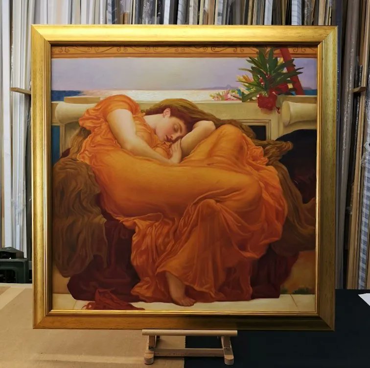 UniqueArtsUK's tweet photo. ''Flaming June'' by Lord Frederic Leighton, commissioned and framed by us in a thick golden frame to compliment the classic masterpiece.
#ClassicArt #ArtGallery #BespokeFraming #UniqueArts #FramedArt #BrightonandHove #FlamingJune #LordFredericLeighton #Masterpiece https://t.co/ryDLepWXvB