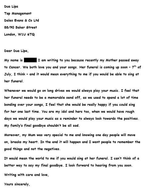 One of our year 5 children has recently lost her mum. We were writing persuasive letters in English this week and she wrote this gorgeous letter. Any kind of message or response would be amazing. Please share. @DUALIPA @MrBoothY6 @Mat_at_Brookes @Talk4Writing @JamieThomasTFW