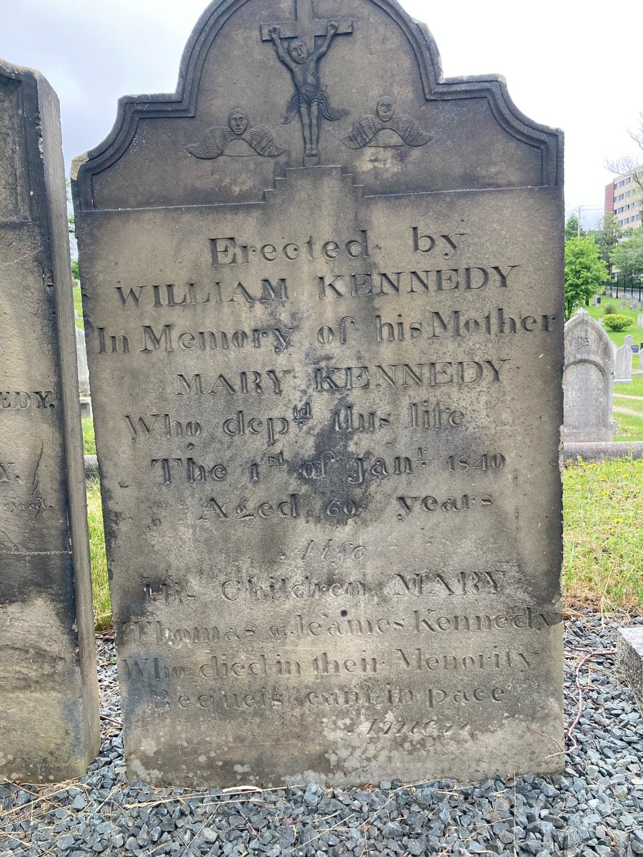 HolyCrossHali's tweet photo. Three beautifully carved headstones of Kennedy family from Kilmacthomas, Co. Waterford, in Holy Cross, Halifax https://t.co/bKexRuz0sk