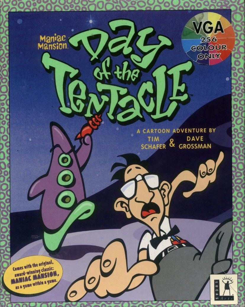 kylebalda's tweet image. &quot;Day of the Tentacle&quot; turns 30 today! Working on this was my first job ever in animation, and for that, I will be ever grateful. Happy birthday!!!

#dayofthetentacle #lucasarts #videogames #DOTT