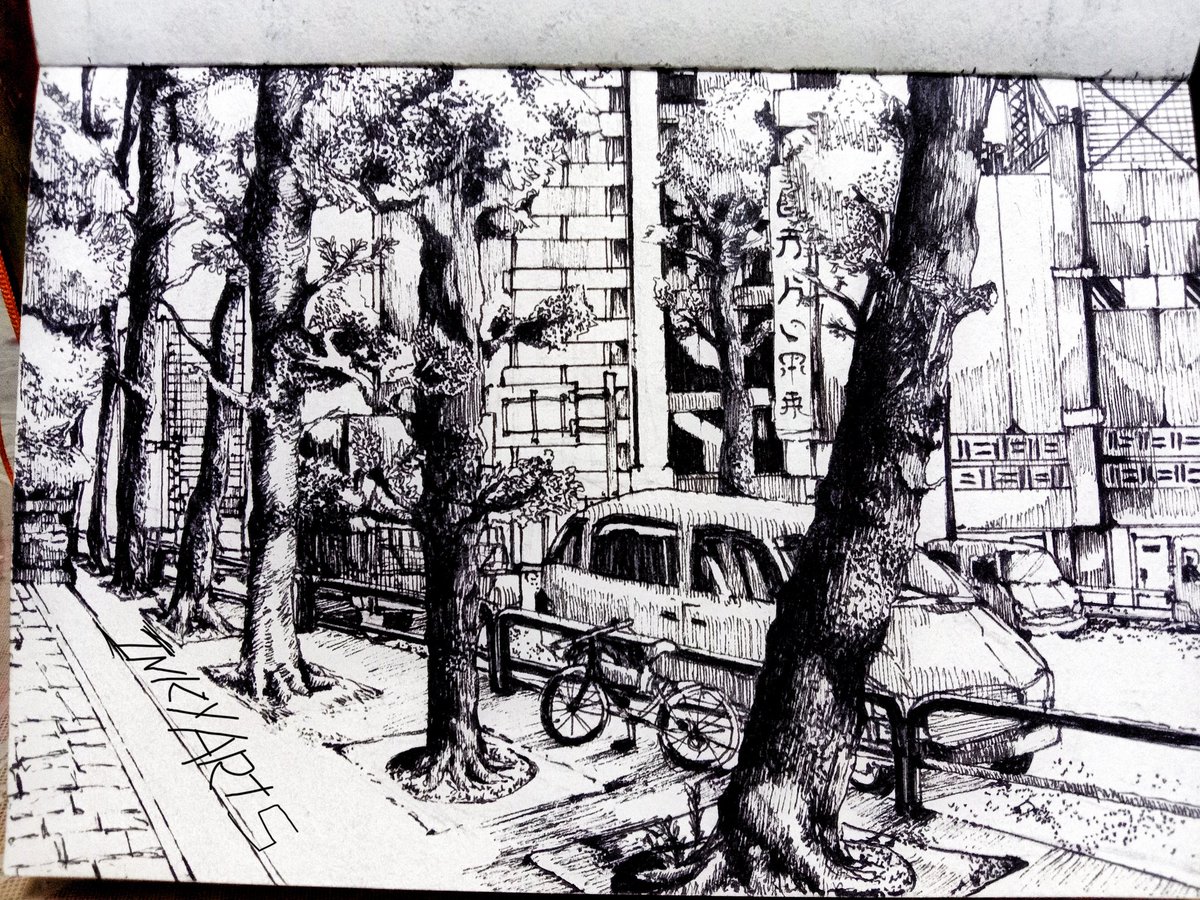 Sleepyzek's tweet photo. Anybody had those places you just want to draw but it doesn't have enough space to? Well here's a sample to that 

Another ink art of mine hope you guys like it. 🔏 ✒️✒️

#inkart #inkartist #manga #mangaart #mangaartist #traditionalartist #prespectives #bgart #backgroundart #art https://t.co/Ilo4m6mAbv