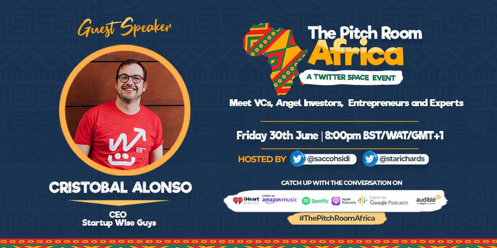 saccohsidi's tweet image. 🎧 Join #ThePitchRoomAfrica this Friday with @cristobalalonso, the Chief Executive Officer of Startup Wise guys, on 30th June 2023 at 8:00 PM BST. 🎙️

During our conversation, Cristobal will share his expertise in supporting #startups and discuss how global #accelerators and…