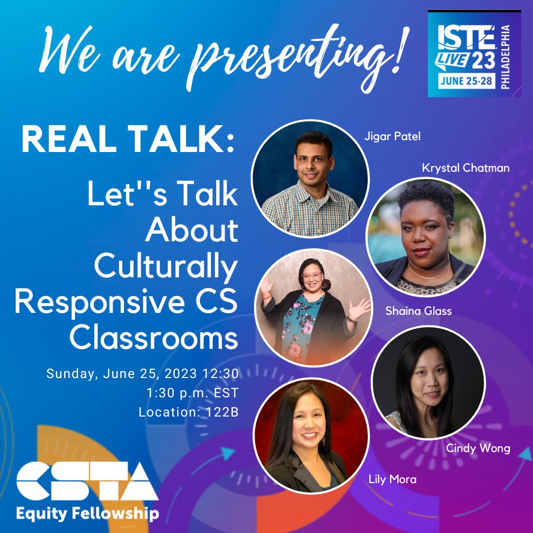 Super excited to present alongside these incredible humans today at #ISTELive #cstaequityfellows #firstsession Are you in Philly? Join us!