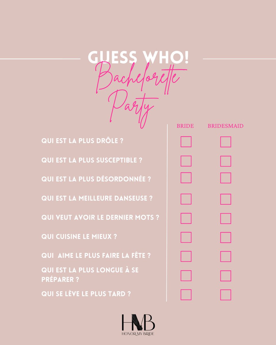 HonorMyBride's tweet photo. Let's play a game ! Vous vous retrouvez entre girls pendant un EVJF, sortez les crayons et amusez vous ! #demoiselledhonneur #bacheloretteparty #bridesmaid #bridesmaids #teambride #brideteam #maidofhonor #temoinmariage #temoins #bff #friendship #girlsband #girlsgang #girlstrip #s https://t.co/msazLX30Jj