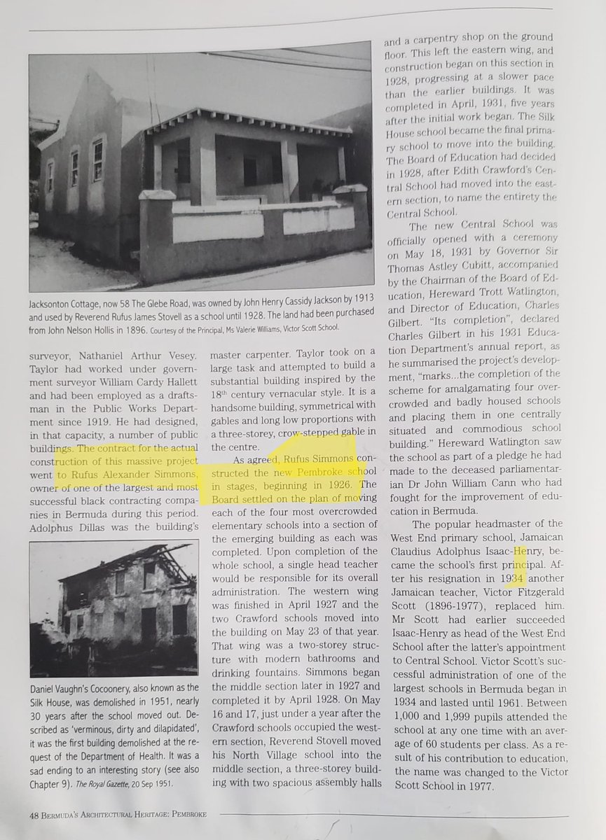 Just learned that one of my Simmons relatives, Rufus Simmons, was selected to build the Central School (now Victor Scott), bc he had one of Bda's largest Black owned contracting companies at the time. It was started it in 1926 and finished in 1931. #FamilyHistory #BermudaHistory