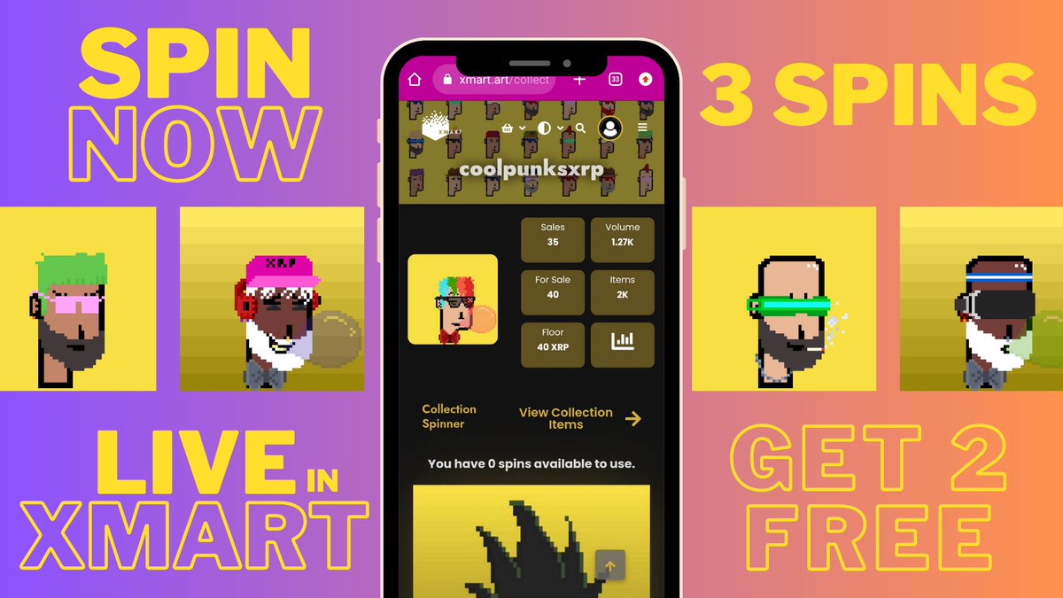 babepunksxrp's tweet photo. spin 8x you'll get 2x spin free ✨
@babepunksxrp in @xrplmarketplace
spin now💜
here's the link✨
https://t.co/yPCTHi4Mq0
#XRPHolder #XRPARMY #NFT #coolpunksxrp
#babepunks #XRP #XRPL #NFTCommunity #nftcollector #NFTcollectibles #NFTartwork #nftart #NFTGiveaway #NFTcollection https://t.co/CWCiAilcux