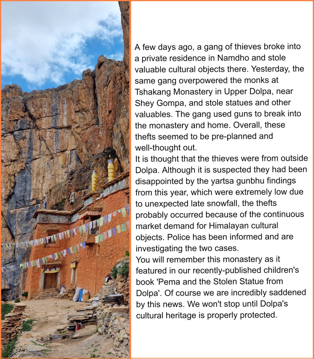 I am extremely heartbroken by this news - please see my statement below. It motivates me to work even harder towards the proper protection and securitization of Dolpo's cultural heritage #stoplooting #returnthegods #Dolpoculturalheritage #protectheritage