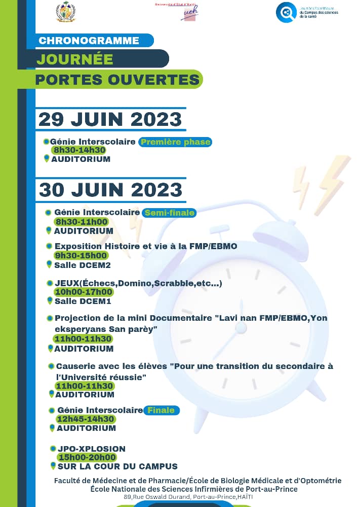 jsFMP_UEH_2023's tweet photo. Ne ratez pas cette occasion pour apprendre sur la Faculté, la transition du secondaire à l'université🧑🏾‍🎓👨🏾‍🎓, vous amuser avec le concours GEXCEL🧠 et sans oublier le clou du spectacle JPO-EXPLOSION💥💥💥💥💥💥💥💥💥
💙💚🤍Deja nap tann nou tout🤍💚💙
#jscss #jscss2023 https://t.co/45lVtvtayY