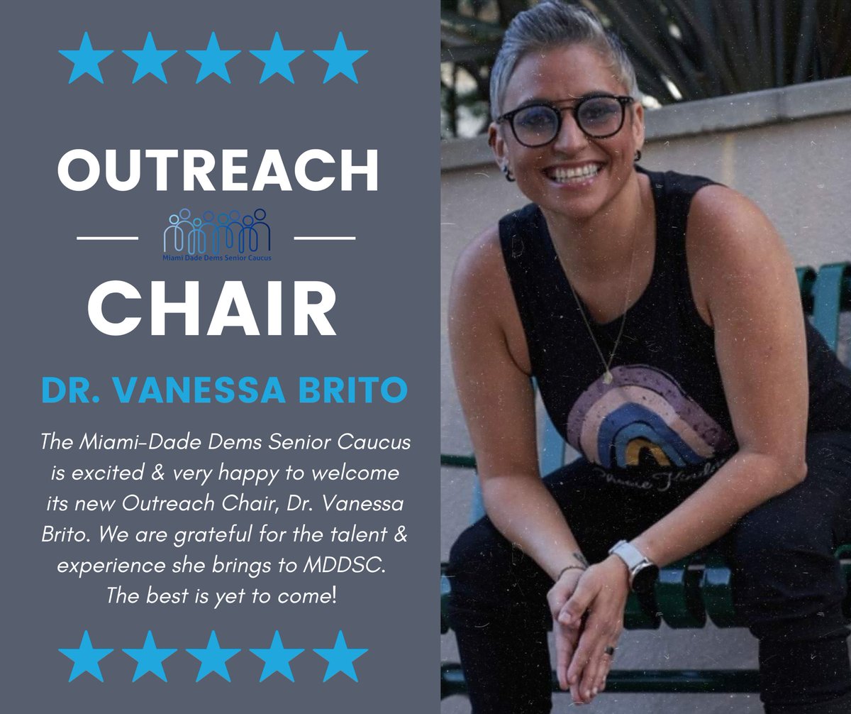VanessaBritoMia's tweet photo. A great honor to be selected for this position to help empower and mobilize our seniors! Thank you Miami Dade Dems #Senior Caucus. #Democrats #VoteBlue #VamosDemocratas #Miami #FlaPol https://t.co/61DilA5H4z