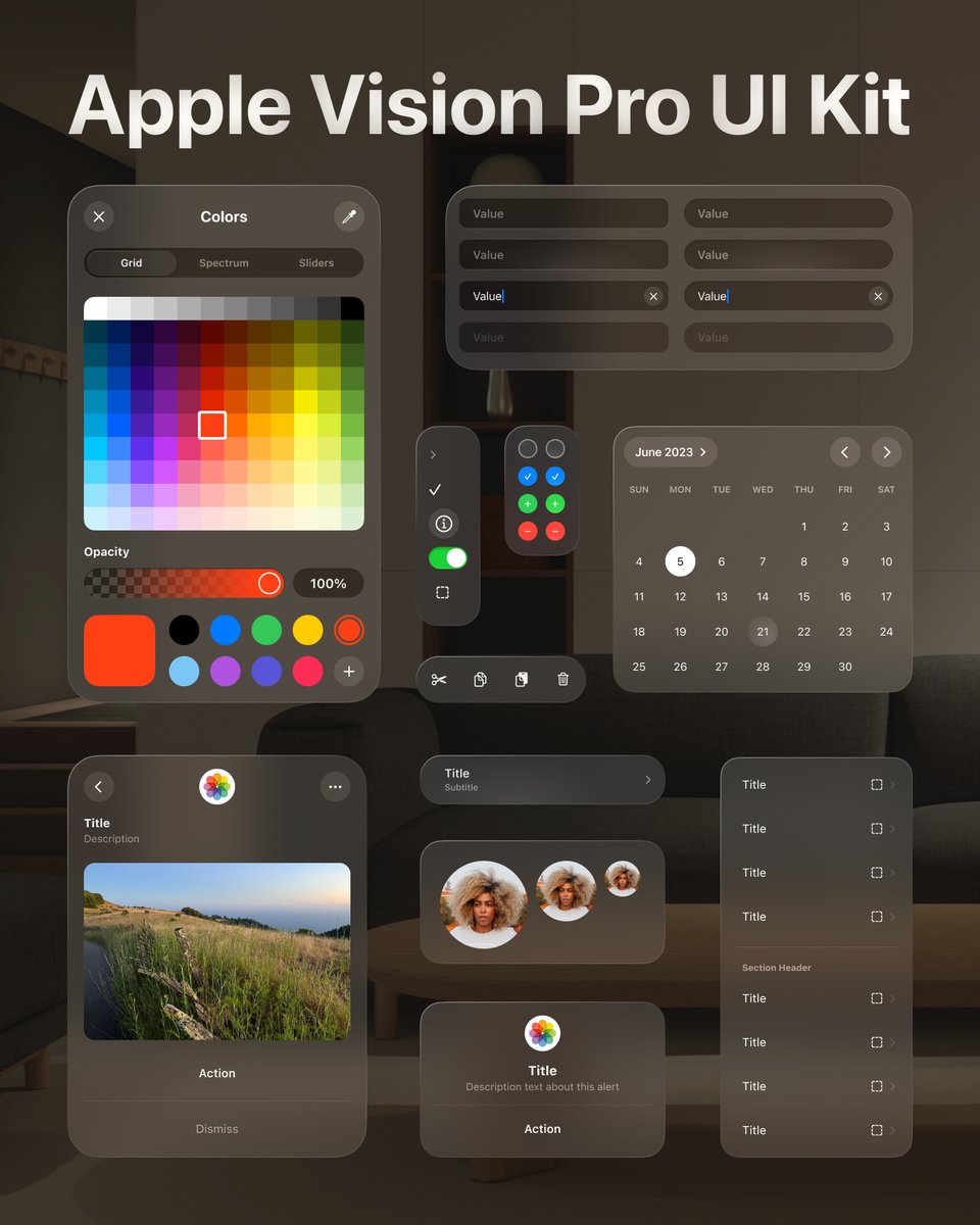 🥽 Apple Vision Pro UI kit

If you're keen to start designing for Vision Pro, Apple have just released a UI kit and design guidelines to help you out.

What do you think of the glassmorphic UI styles? 

Get both in the links below 👇

#design #ux #uxui #VisionPro #AppleVisionPro