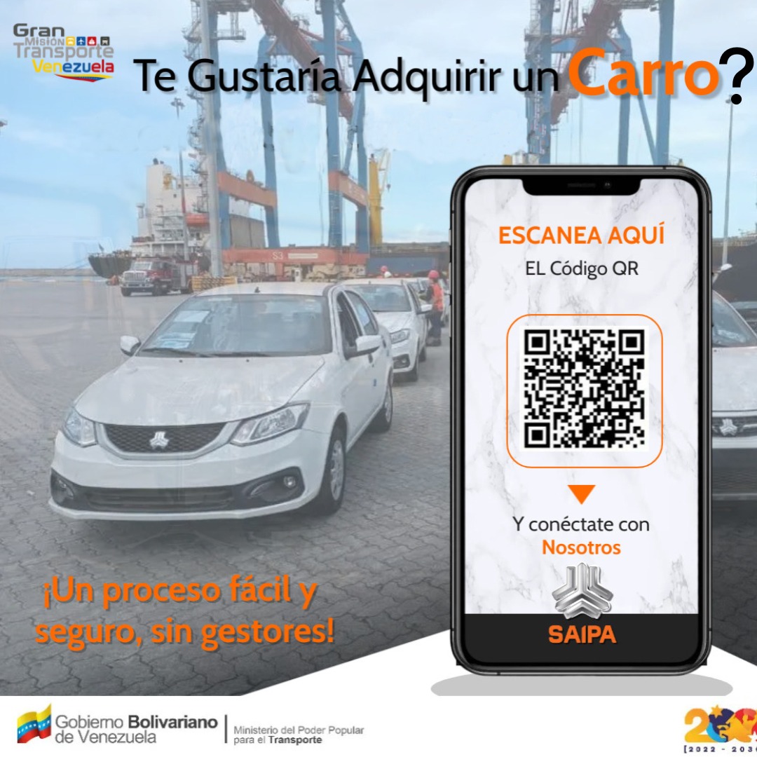 #SabíasQué Puedes adquirir tu vehículo iraní escaneando el código QR. Al registrarse, le llegará un mensaje de confirmación y aceptación de condiciones.  ¡Un método rápido, seguro y sin gestores! 

#VenezuelaConPutin