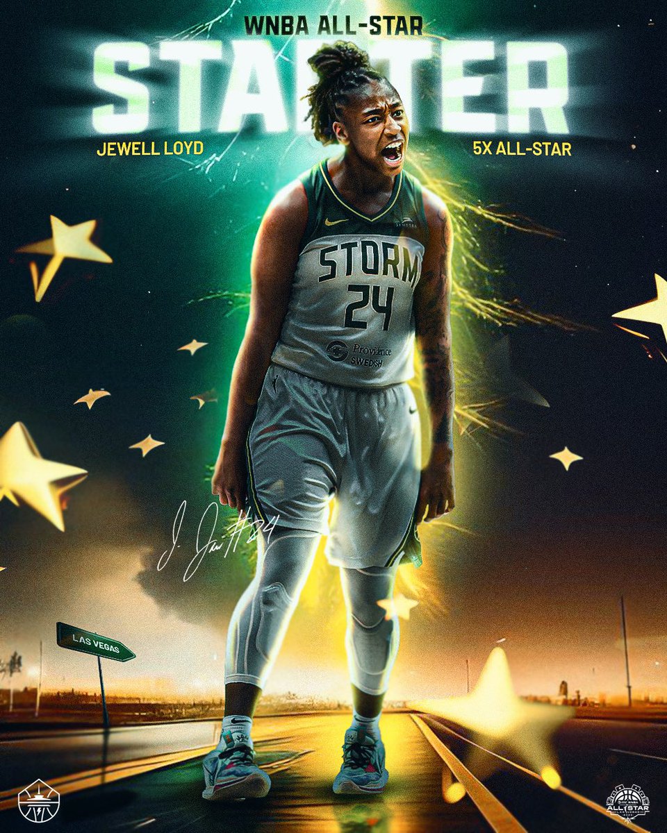 Seattle Storm (@seattlestorm) on Twitter photo ⭐️ HEY NOW SHE’S AN ALL-STAR ⭐️
<a href="/jewellloyd/">Jewell B Loyd</a> is heading to her FIFTH All-Star Game! ⭐️ HEY NOW SHE’S AN ALL-STAR ⭐️
<a href="/jewellloyd/">Jewell B Loyd</a> is heading to her FIFTH All-Star Game!