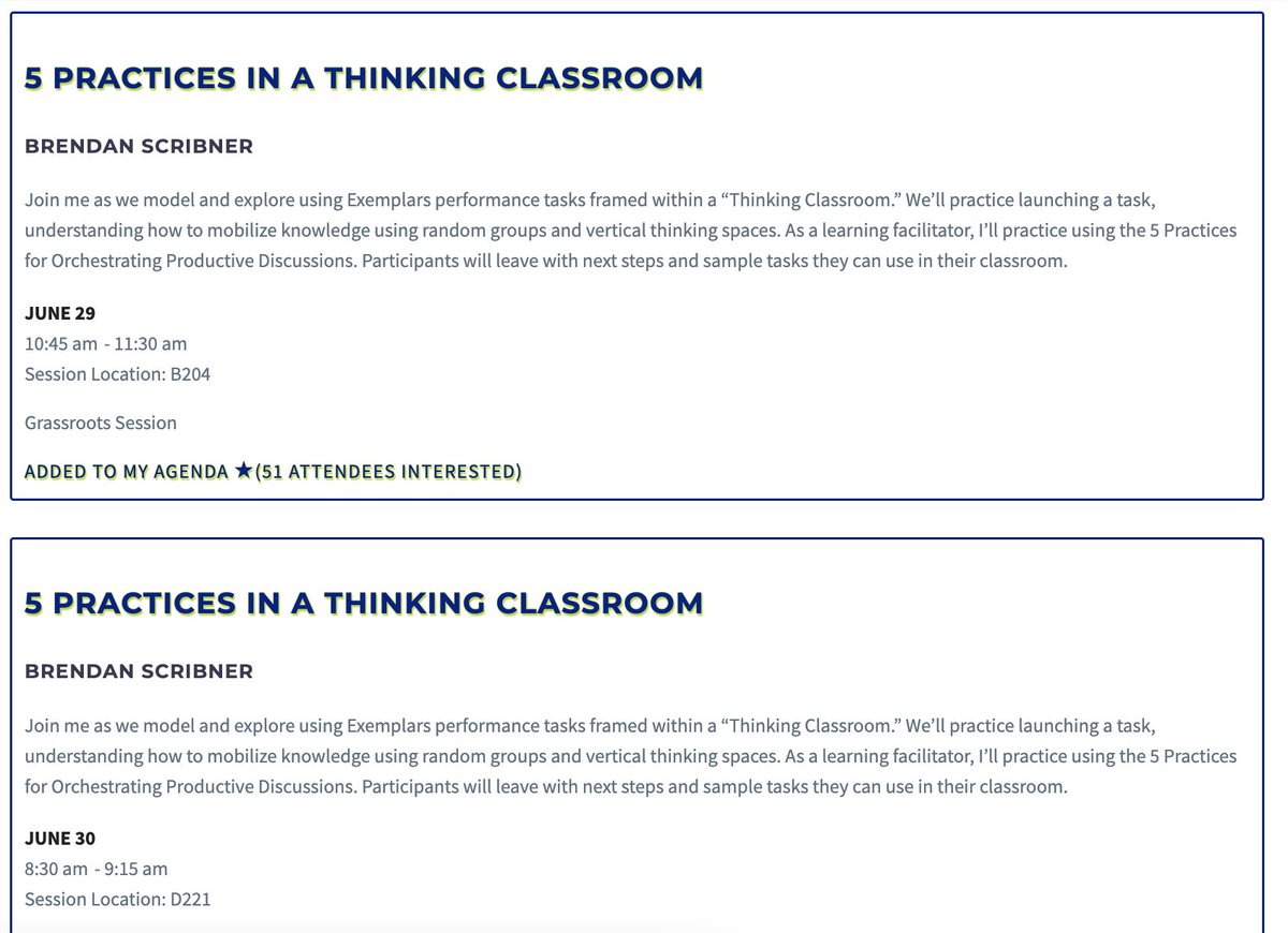 Excited to be in the room when this happens! Looking forward to learning from every thinker at #BTCC23 ! #ThinkingClassrooms @pgliljedahl  @NCTM @NCSM @ATMNE_math @ExemplarsK12