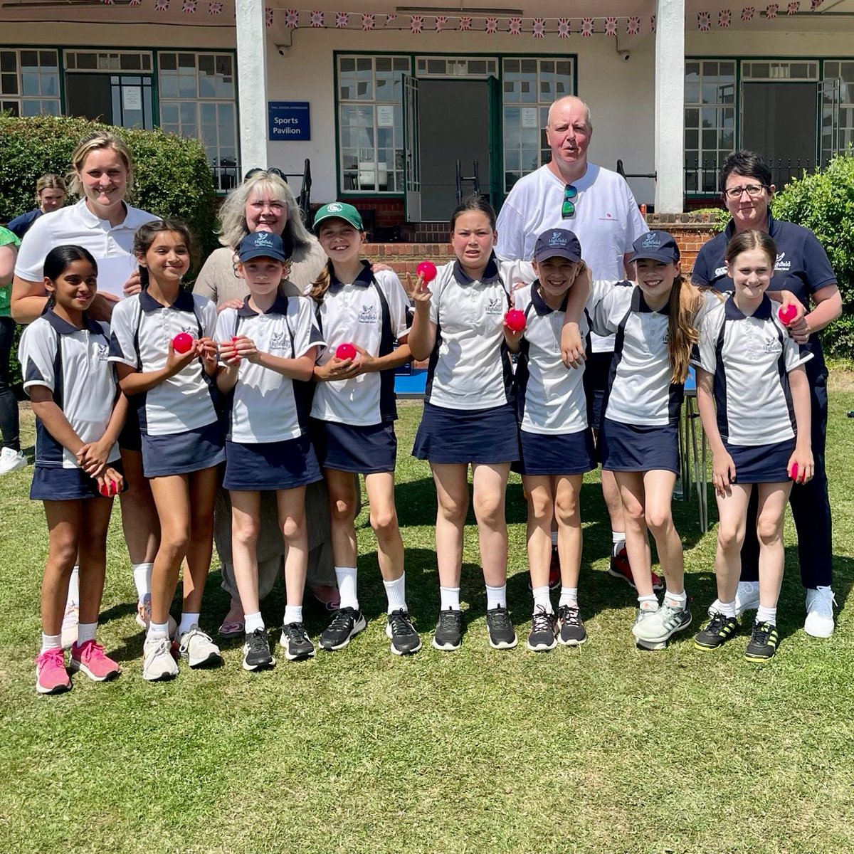 HighfieldPrep's tweet photo. Year 6 had a fabulous time on Friday at the Chatsworth Schools cricket festival. As always, the girls gave their best and, most importantly, had fun! Maddie awarded a 'champagne moments' for her bowling #cricket #fun #highfieldprep #prepschoollife #maidenhead @chatsworthschls https://t.co/lE5ajbX1ph