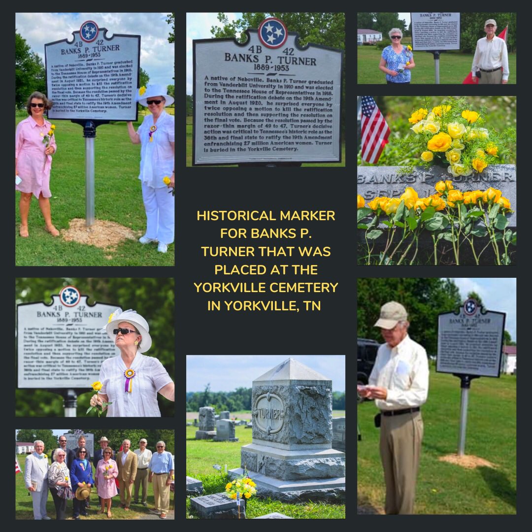 #OnthisDay in 2021 several people gathered in Yorkville, TN to honor Banks P. Turner with a historical marker. He helped in the #ratification of the 19th Amendment. You can read more on Turner in the book, “The Perfect 36.” Some photos sourced by: Paula Ospina/The Jackson Sun