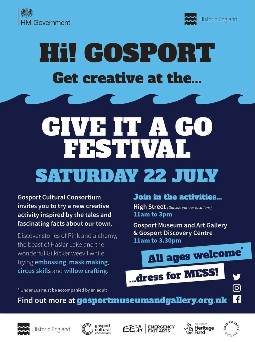 This will be a fantastic day. Free Give it a Go crafts 11-3pm followed by Hi! Street Fest carnival with Farah Fox. Don't miss it. All on the High Street. #HSHAZ #Gosportculturalconsortium
@HE_SouthEast