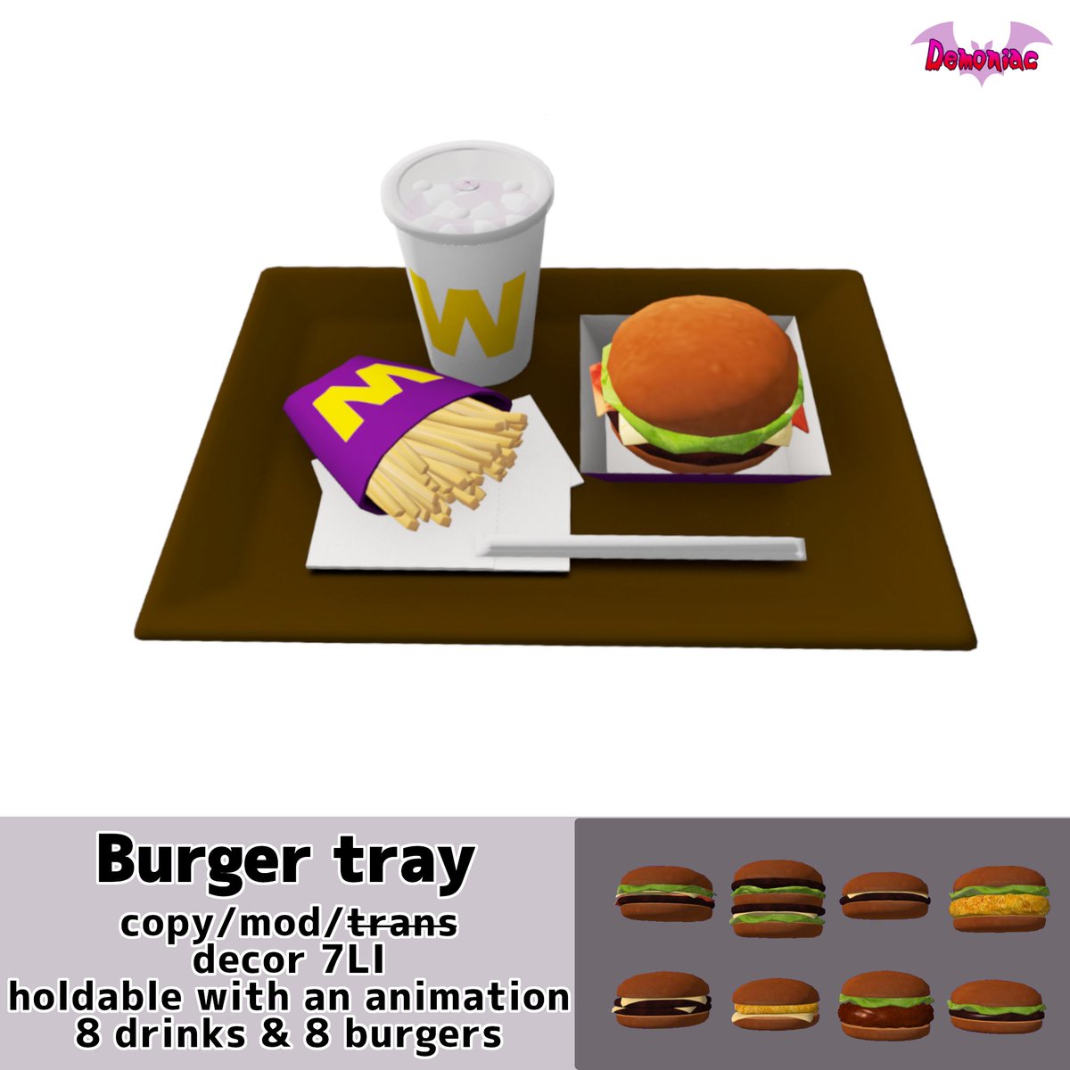 weida_hexy's tweet photo. 牛草商店街にて販売していた
"[^DMN^] USI bikini"
"[^DMN^] Burger tray"
Marketplaceにて販売開始しました。
お値段は据え置きにしてありますので、よろしければぜひ。
https://t.co/eBICuK3Ulg
#SecondLife #SLJP https://t.co/VEz2LXl30x