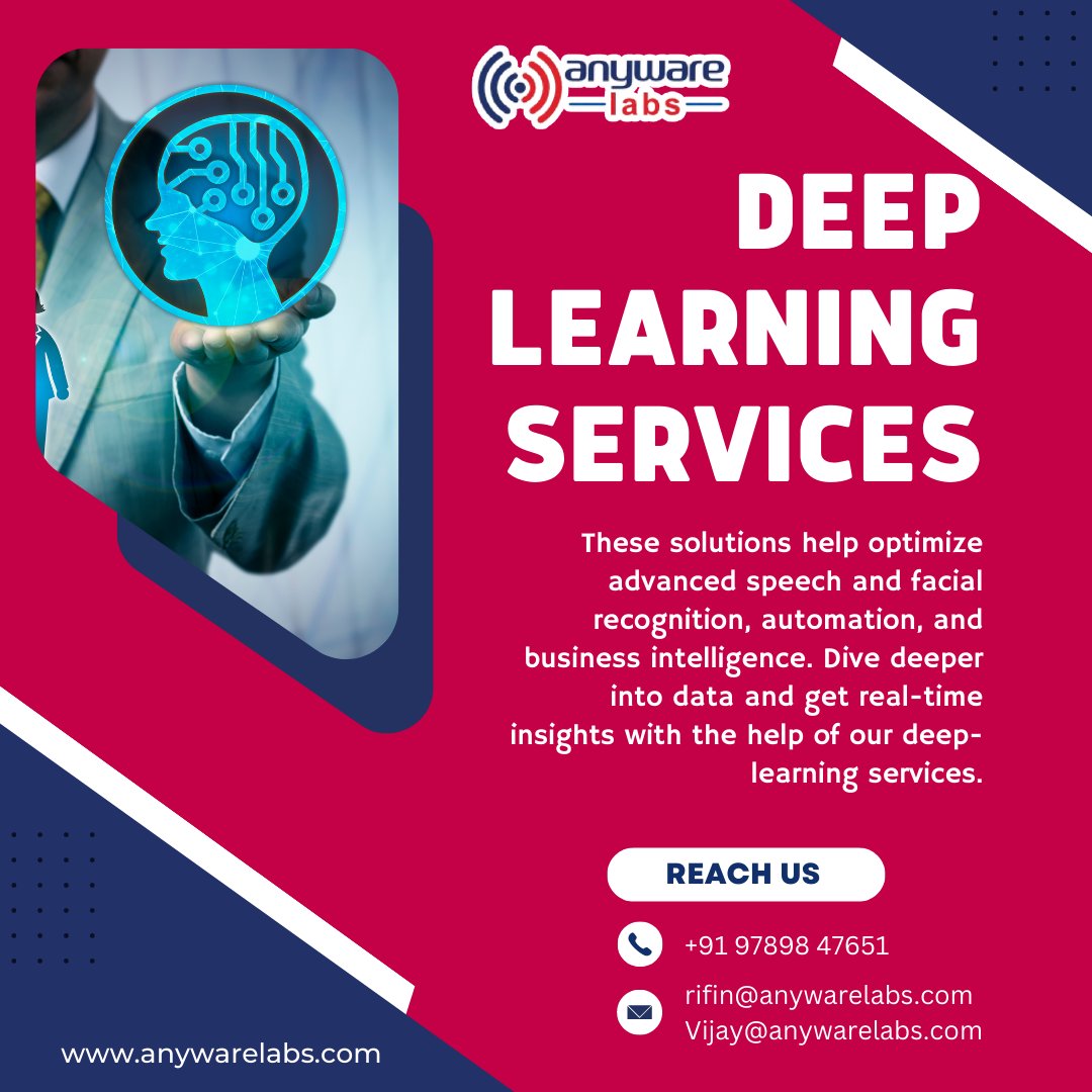 anywarelabsch's tweet image. ✅ Deep Learning Services

✅ Connect With Experts!

Visit: anywarelabs.com
📞 Call @ 09789847651
Mail to rifin@anywarelabs.com
vijay@anywarelabs.com   

#anywarelabs #ai #artificialintelligence #automation #innovation #automationsolutions #facerecognition #deeplearning