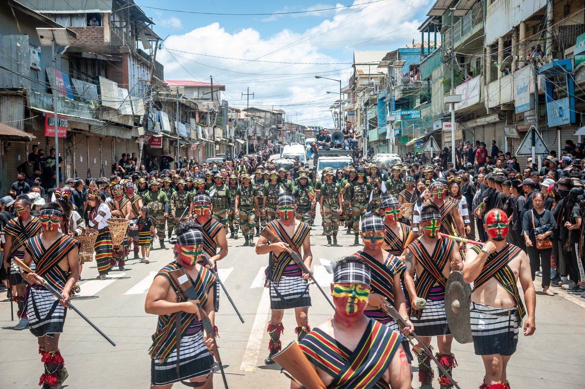Congratulations India. Indigenous Hindus have been successfully eliminated from yet another part of India - Churachandpur, Manipur.

Kuki ZRA terrorists parade with weapons and uniforms on the streets in celebration.

Note the separatist flags of the fictitious nation 'Kukiland'.
