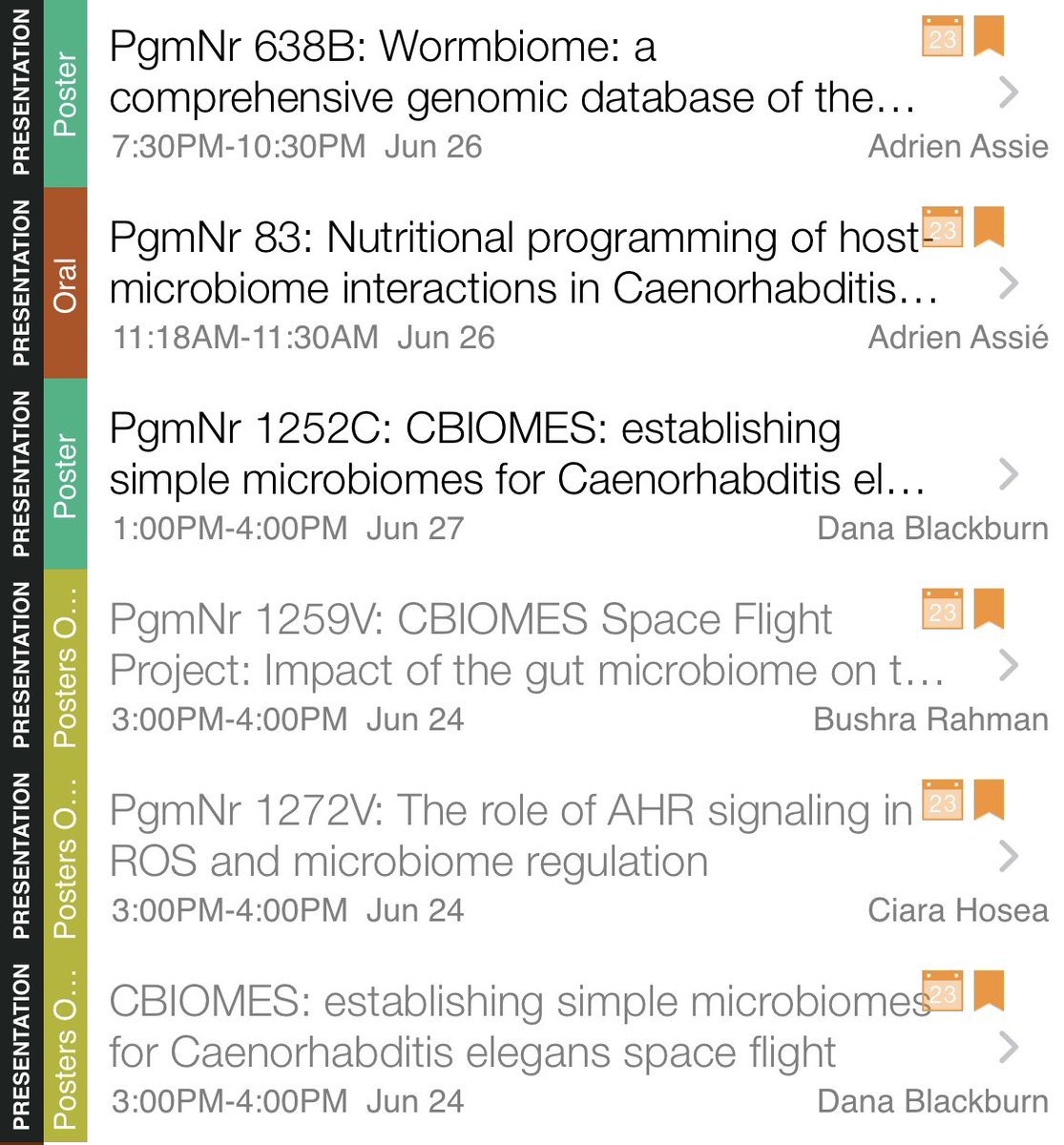 microbeMinded's tweet photo. UPCOMING #celegans #microbiome Samuel Lab work at #worm23:

- online posters for CBIOMES (a NASA study for #wormsinspace) and AHR regulation (C.Hosea)

- WormBiome (@m3thyl microbiome genome resource poster)

- Nutrient control of microbiome (talk by @m3thyl / Dana Blackburn) https://t.co/EglFVeKo3I
