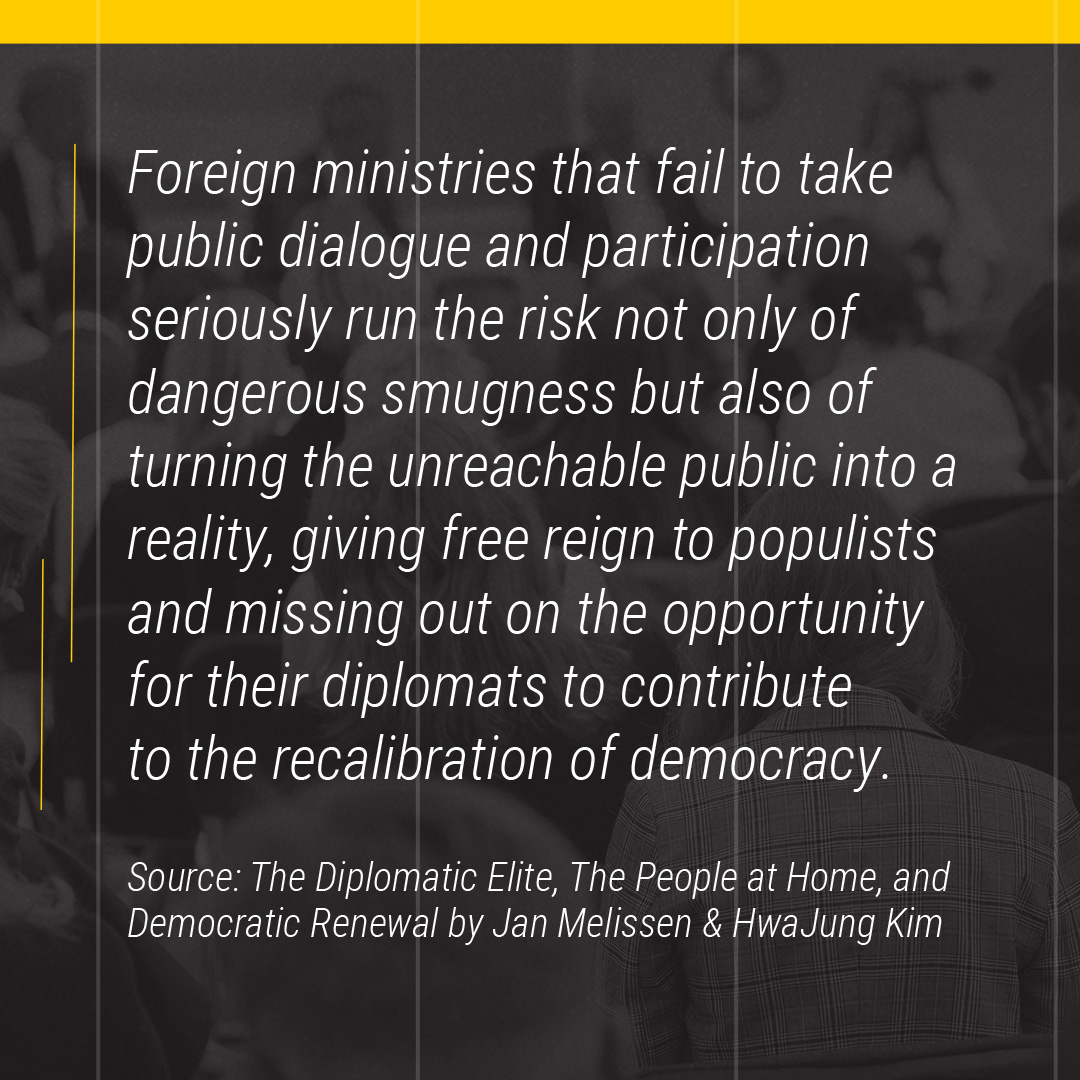 How can we engage our home citizens who feel sidelined and underrepresented? CPD blog contributors @JanMDiplo and HwaJung Kim break this down and more in “The Diplomatic Elite, The People at Home and Democratic Renewal”

Read the full blog at bit.ly/3r232Ks 

#USCCPD