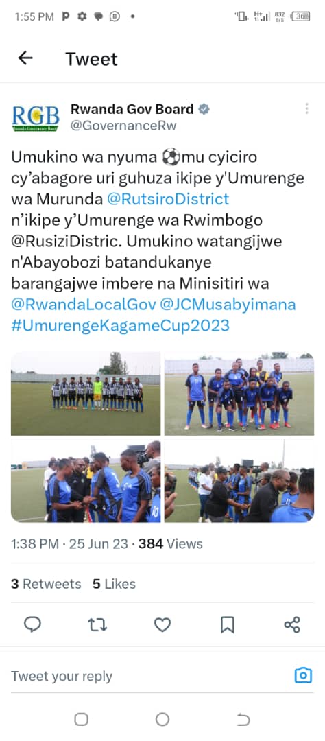 NMurunda's tweet photo. UKC: Final Murunda/Rutsiro 3-Rwimbogo/Rusizi murunda itwaye Igikombe itsinze Rwimbogo umukino wabereye kuri stade ya #Huye @RutsiroDistrict @HabitegekoFran1 @MiniYouthRwanda @RwandaLocalGov @RwandaWest @MurekateteTrip1 https://t.co/c24GO5r4lj