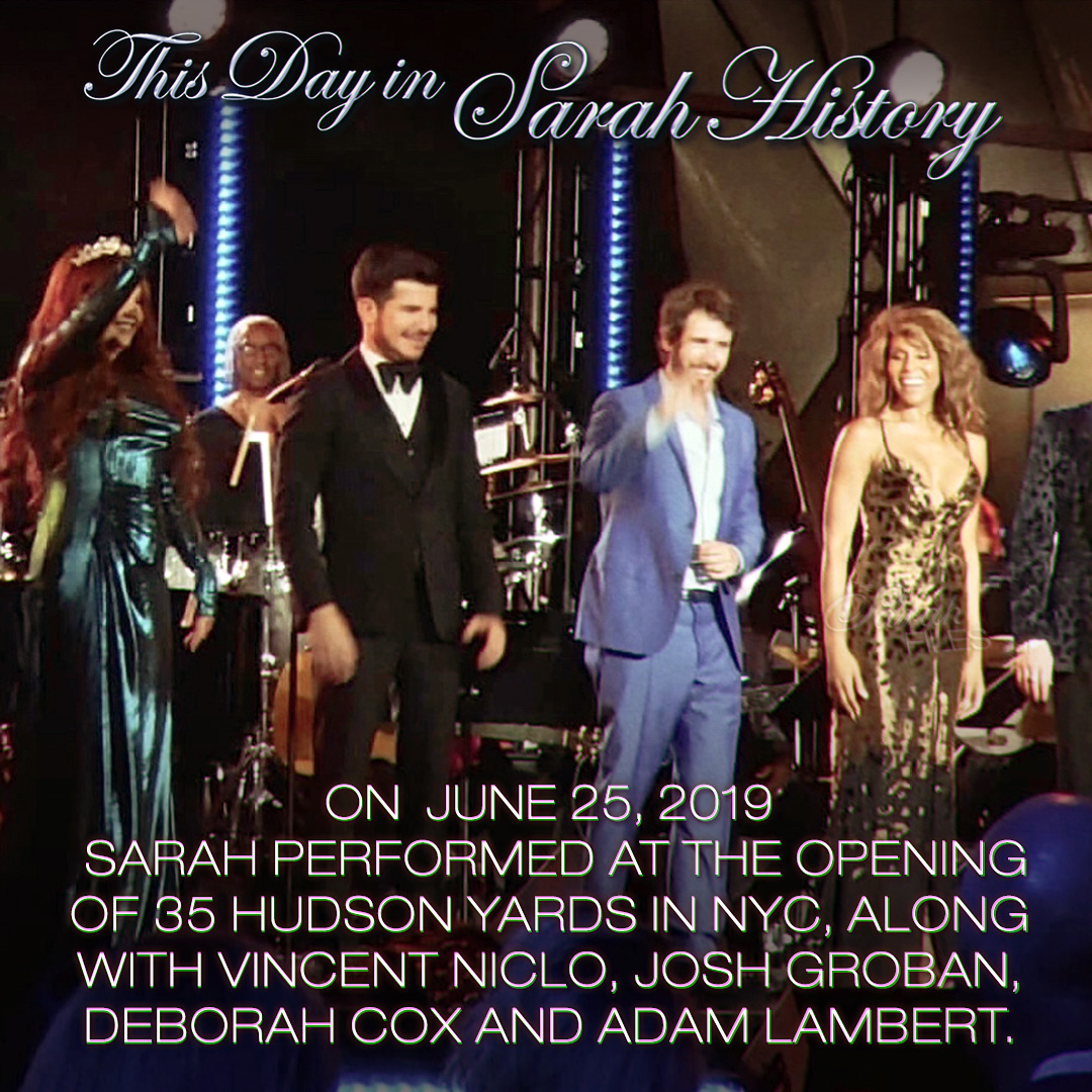 On June 25, 2019, Sarah performed at the opening of 35 Hudson Yards in  NYC, along with Vincent Niclo, Josh Groban, Deborah Cox, and Adam  Lambert. #sarahbrightman #35hudsonyards #newyork #joshgroban  #vincentniclo #adamlambert #deborahcox