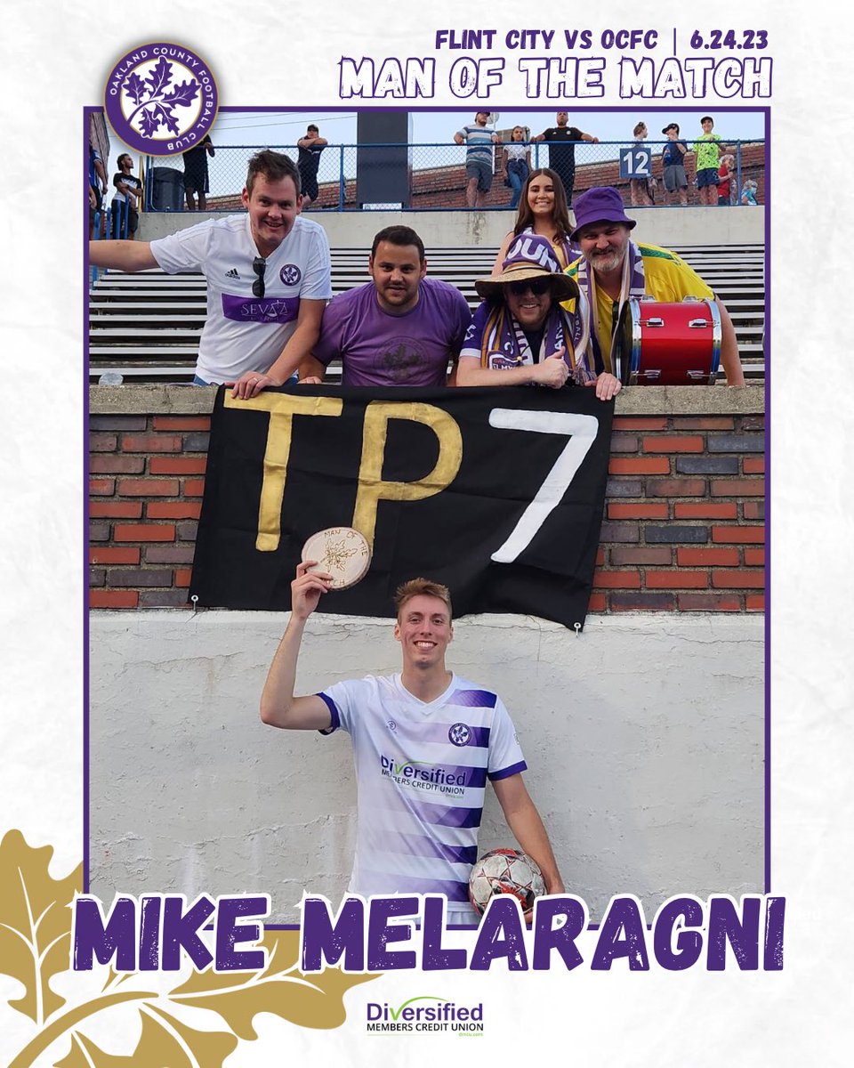 Yesterday’s DMCU ‘Man of the Match’ honors go to el capitano, @mikemelaragni! 👨‍✈️

A goal and a gritty performance that led the group all night. Well done, Mike!

@diversified_cu 

#BleedPurple | #UpTheCounty