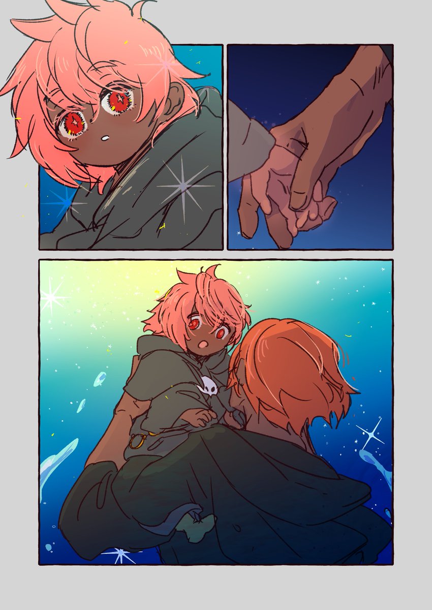 gimubw's tweet image. 頭割りで展示したパンデモ父子漫画（1/2）

Read from right to left.