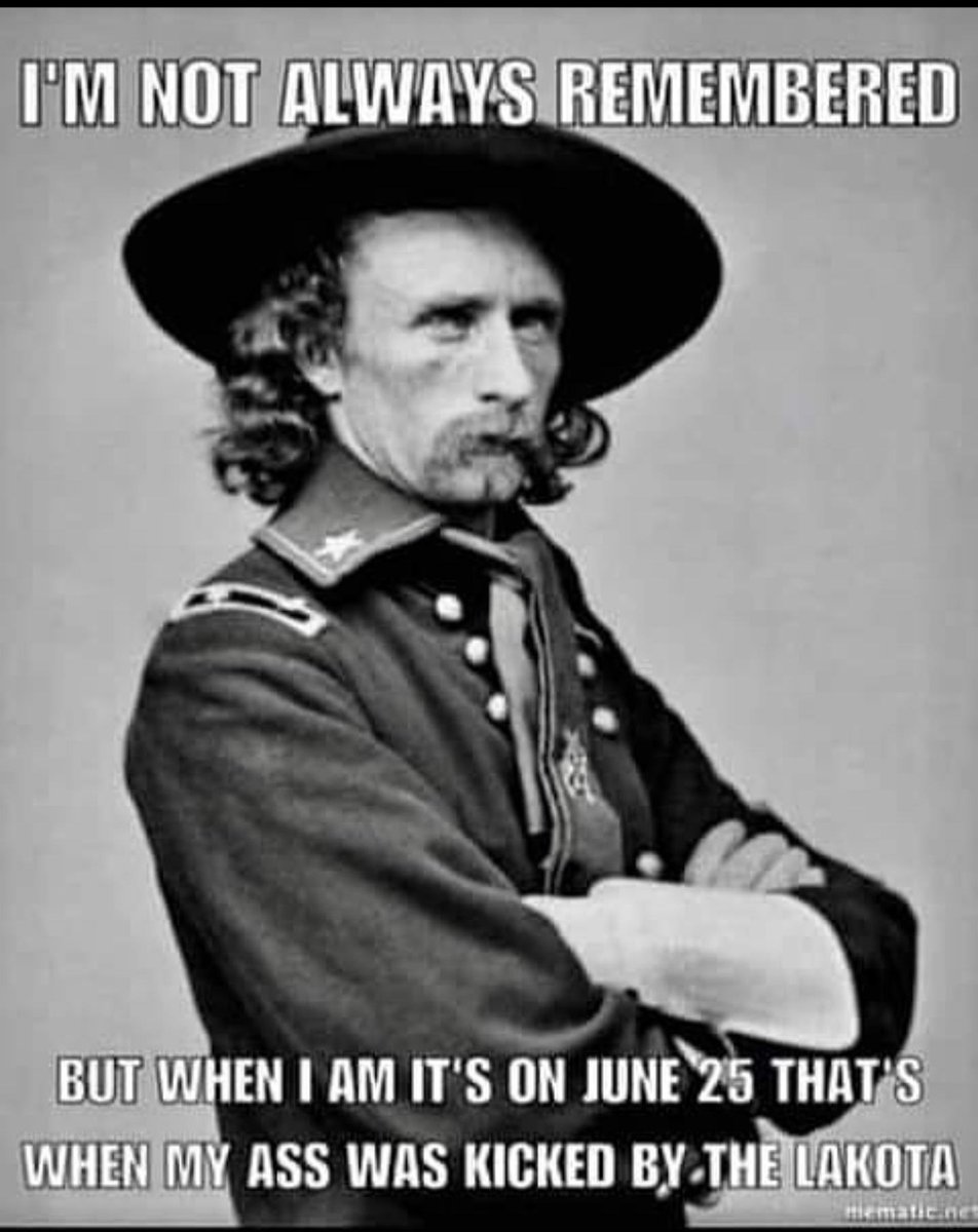 Today 147 years ago the Lakota’s and Northern Cheyenne wiped out Custer and the 7th Calvary at the battle of the Little Big Horn while they were illegally invading our homelands. That day we captured the American flag in battle and have never returned it to this day. #LandBack
