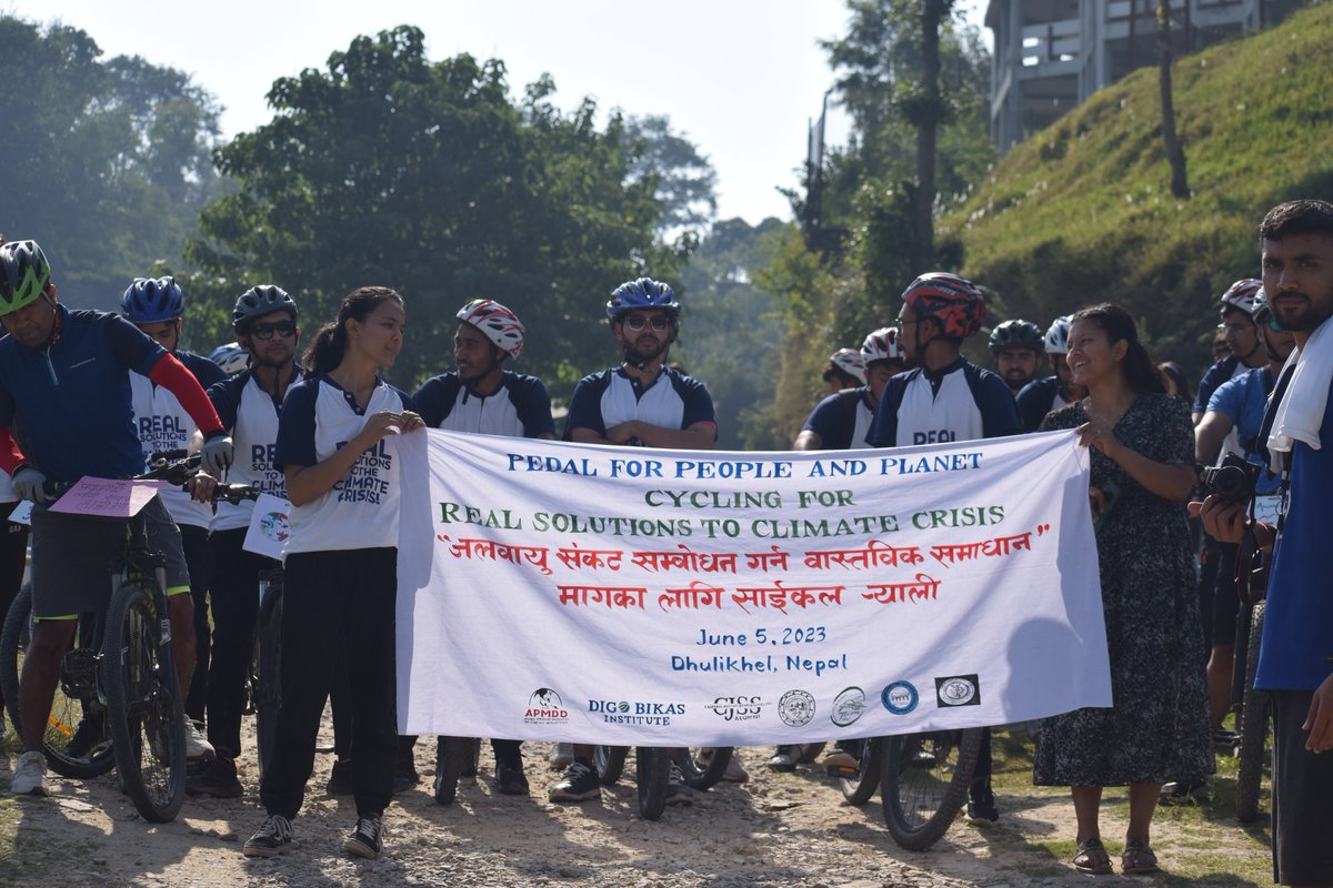 #Dhulikhel
Cycle Rally in Dhulikhal on June 5, 2023.

The event was part of the global solidarity #PedalForPeopleAndPlanet where peoples and communities are united in demanding #RealSolutionsToTheClimateCrisis through biking!