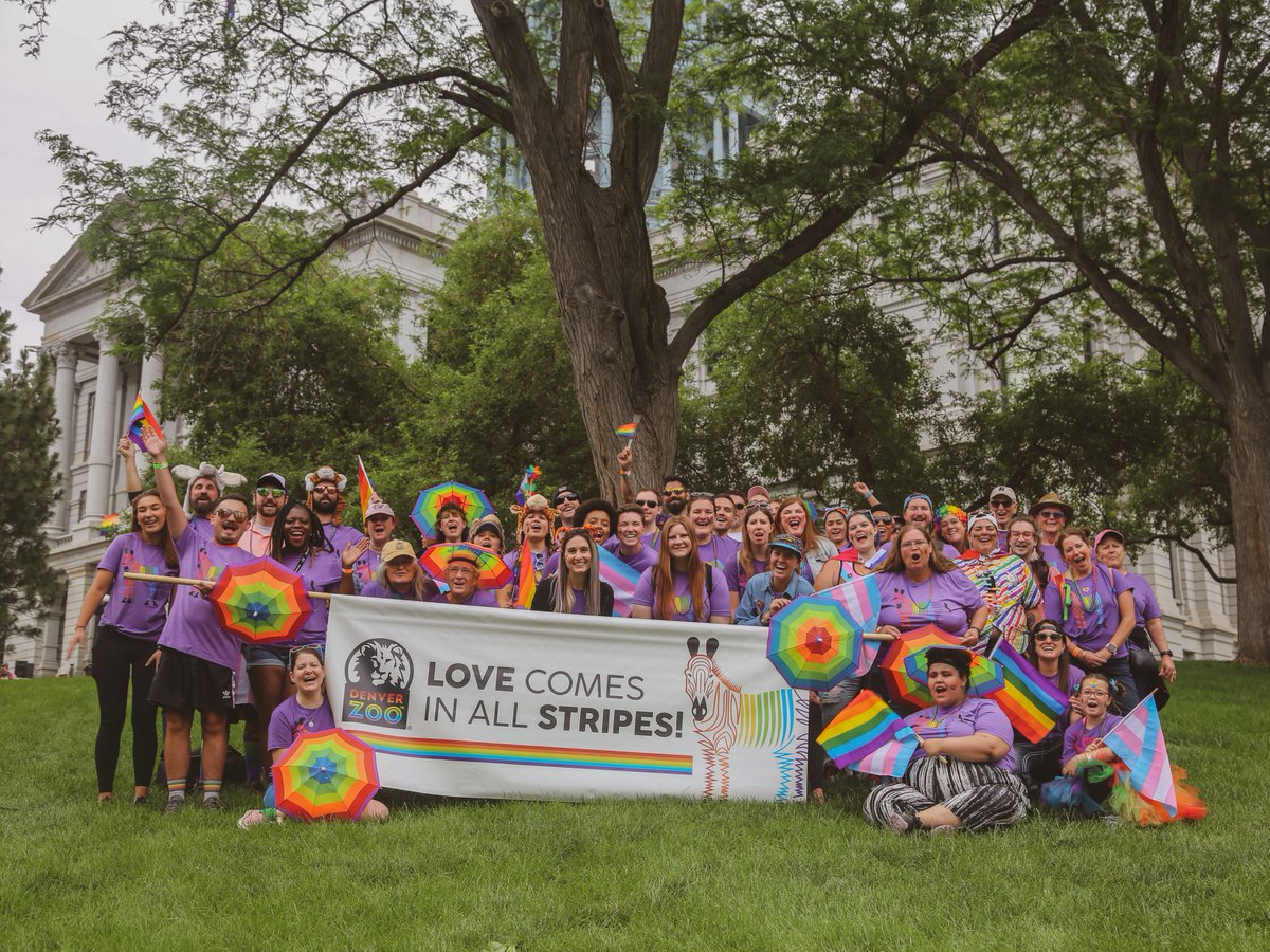 DenverZoo's tweet photo. As a proud ally of Denver’s LGBTQIA+ communities, we know that love comes in all stripes! We welcome people from all walks of life to enjoy the unique atmosphere of our Zoo For All! Today, we’re excited to participate in the 2023 Denver Pride Parade. Happy #Pride! https://t.co/OoFY1ABqpc