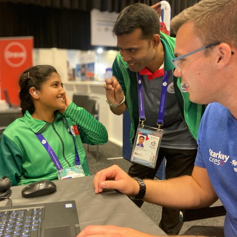 starkeyhearing's tweet image. Over 2,200 athletes have had their hearing screened, and over 250 (and counting) have been fit with hearing technology at @SOWG_Berlin2023. Thanks to the #StarkeyCares volunteers who created hearing smiles throughout this event. 

@SpecialOlympics 
#UnbeatableTogether #Berlin2023