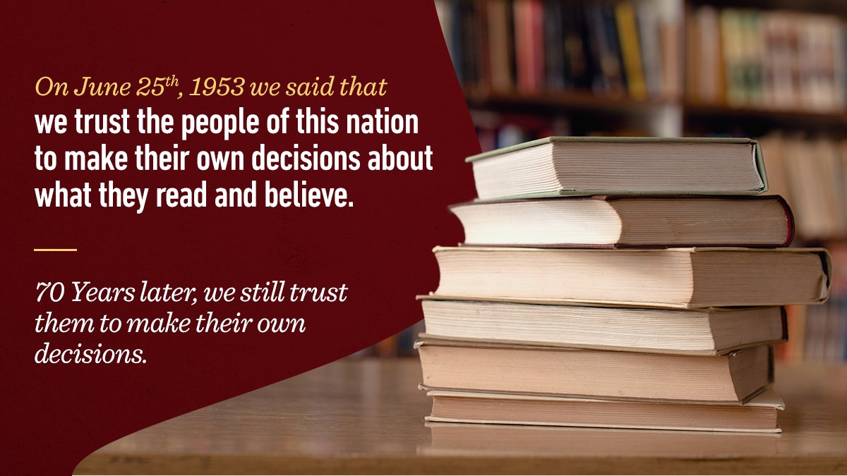 We join @AmericanPublish, @ALAlibrary and millions of Americans in reaffirming the historic freedom to read pledge. Help us #UniteAgainstBookBans. fal.cn/3znHL #FreedomToRead #FreedomToPublish