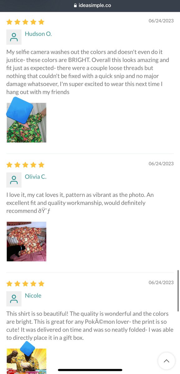 starsalts's tweet photo. It has come to my attention that not only are these fraudulent stores stealing my designs but they are also stealing my REVIEWS.
That’s disgusting enough as it is but now they are uploading the PHOTOS my customers have taken. (The only edit made has been to hide customer faces.) https://t.co/x2ZdtA4fTM