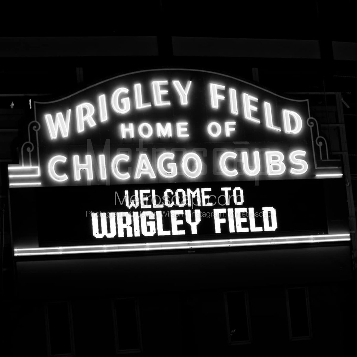 Chicago photography Black & White: Wrigley Field Home of the Chicago Cubs #chicago #windycity #chitown #lakeMichigan #navyPier #312 #BlackWhite | metroscap.com/chicago-archit…