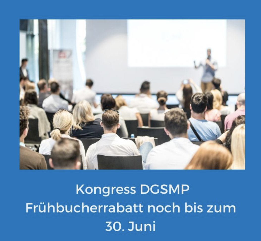 #kongress: Schon angemeldet? Noch bis zum 30. Juni gibt es für die gemeinsame Jahrestagung DGSMP, DNGK und NAP vom 30.08. - 01.09.2023 in Hannover den Frühbucherrabatt. Unser Tagungsthema lautet „#Gesundheitskompetenz in Krisenzeiten“. 
dgsmp-kongress.de/anmeldung.html