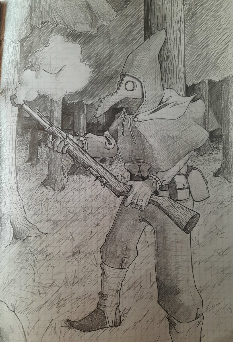 DepressioBox's tweet photo. "In the pines, in the pines where the sun never shines
I have shivered the whole night through"

#art #ArtistOnTwitter #drawing #sketch #pencilsketch #Hunter #plaguemask https://t.co/B7WGWgXKhC