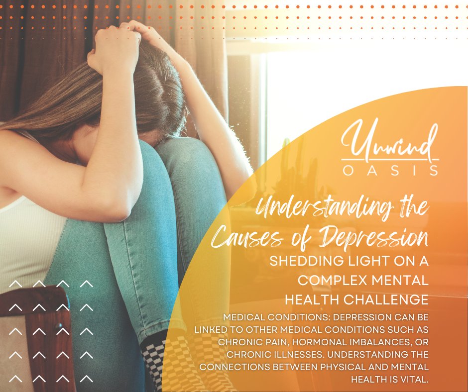 4️⃣ Medical Conditions: Depression can be linked to other medical conditions such as chronic pain, hormonal imbalances, or chronic illnesses. Understanding the connections between physical and mental health is vital.

#unwindoasisapp #SupportForAll #MentalHealthMattersEveryDay