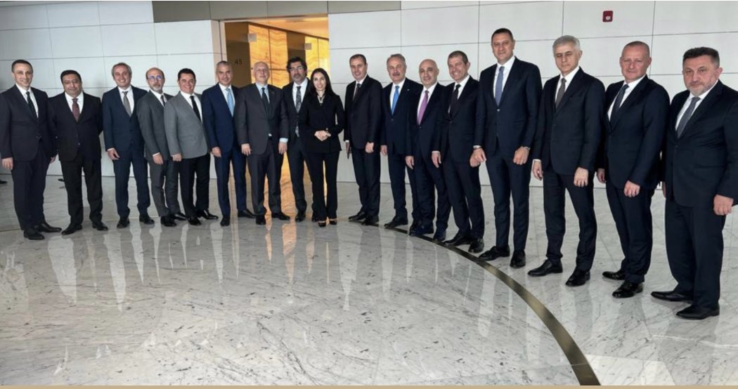 ragipsoylu's tweet photo. Top Turkish bankers and the governor of the Central Bank, only female person in the picture https://t.co/7g4UZzFkEO